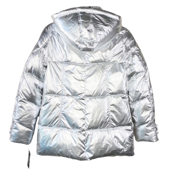 Vince Camuto Puffer Jacket Silver Chrome Winter Coat Womens Size Small New NWT - Picture 3 of 10